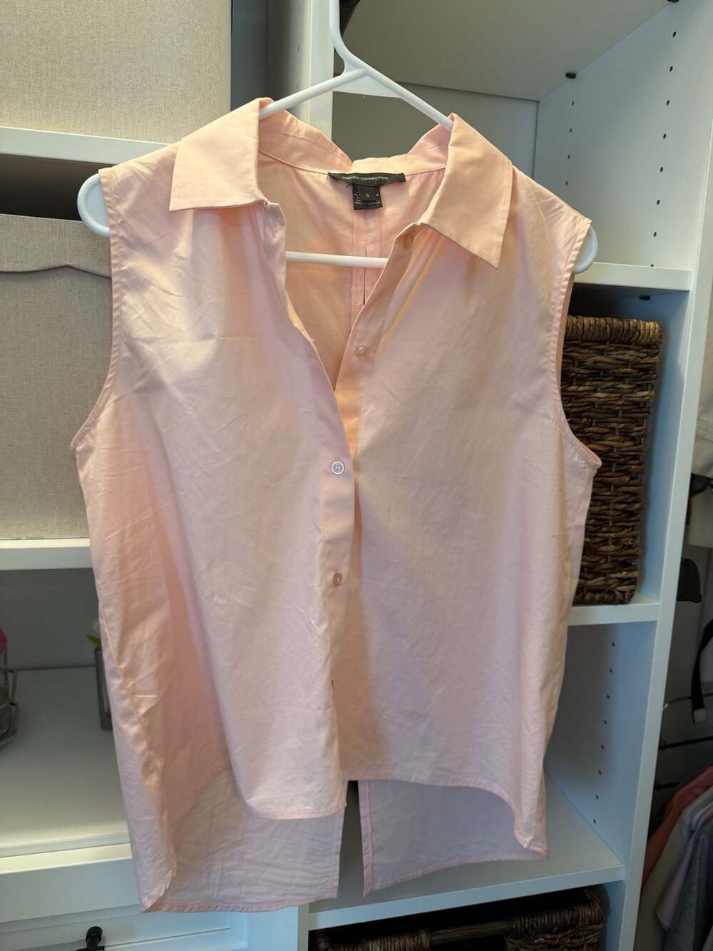 French Connection Sleeveless Button-Up Blouse with Back Bow Details